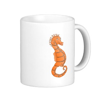 Orange seahorse with curled tail mug by mailboxdisco 