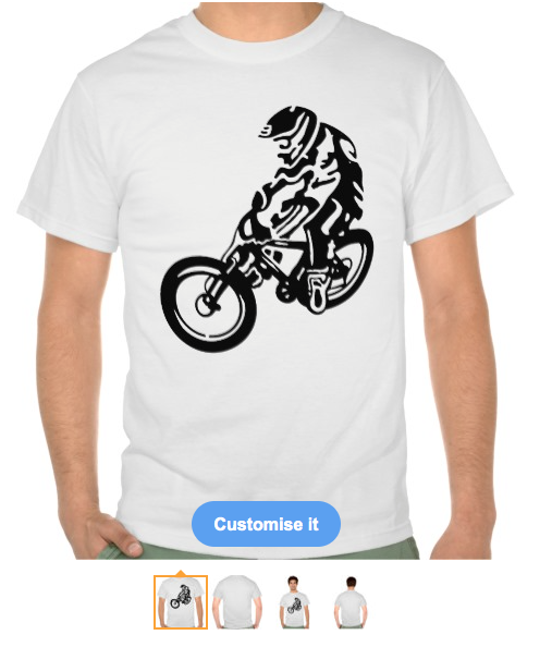 t-shirt, downhill, down hill, mountain biking, mountain bike, mountainbike, black and white, white space, vector image, cycling, riding, tshirt