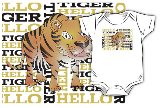 tiger, cute tiger, cartoon tiger, happy tiger, smiling tiger, stripped tiger, roar, hello tiger, hello, customizable, stripes, sharp teeth, typography, baby boys clothes, all in one