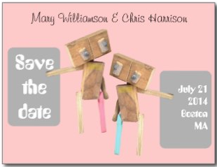 Wooden Robots Save the date by Piedaydesigns 
