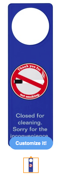 cleaning, closed for cleaning, thank you for not smoking, smoking, no smoking, prohibition, cigarette, cigarettes, health and safety, smoke free, Door Hangers