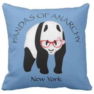 Panda wearing glasses Anarchy Throw Pillows by Piedaydesigns 