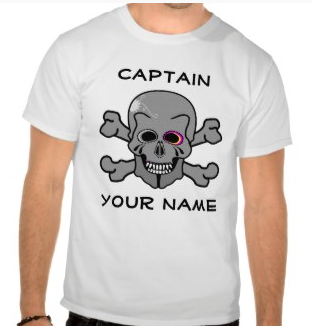 sailing, ship, captain, skull and cross bones, jolly roger, skull, skeleton, cross bones, pirate, pirate ship, personalized, customizable, pink skull, bones, flag, tees