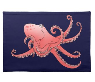 octopi, octopus, orange octopus, smiling octopus, under the sea, place mats