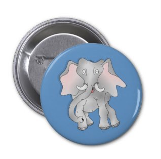 Happy cartoon African elephant Button by mailboxdisco 